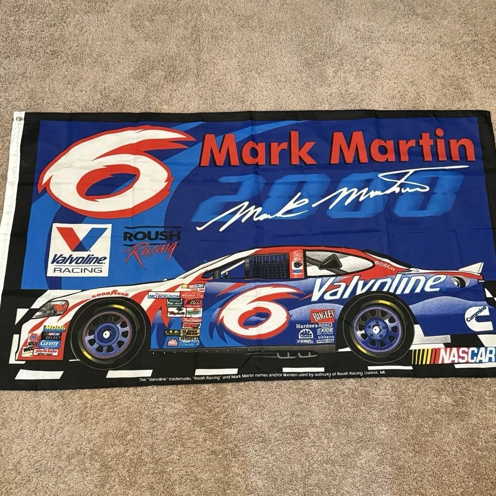 Vintage Mark Martin Valvoline #6 NASCAR Flag Banner 3x5 Roush Racing